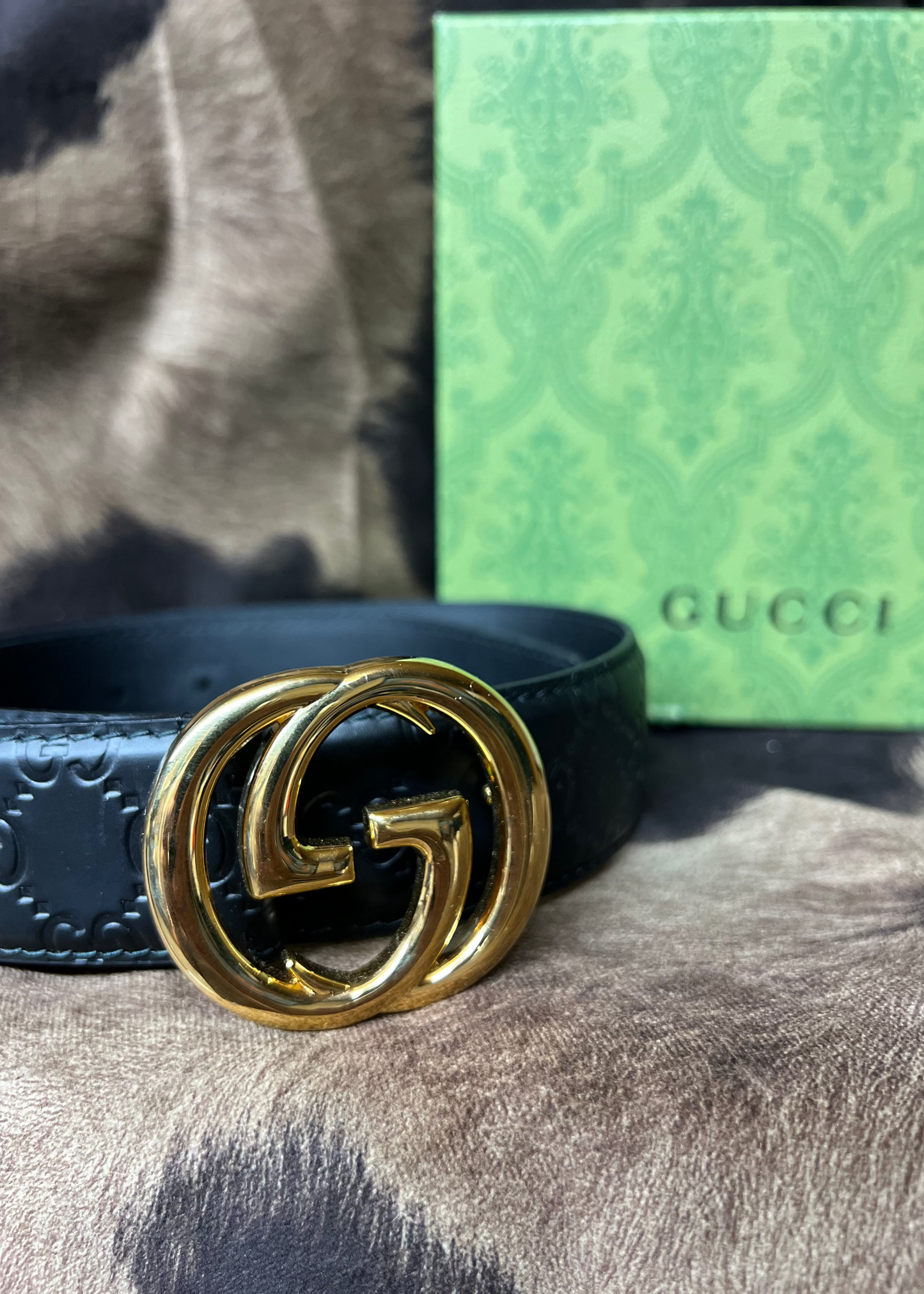 Black Embossed Belt