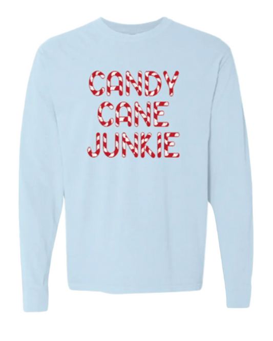 Baby Blue Candy Cane Junkie Long Sleeve Shirt