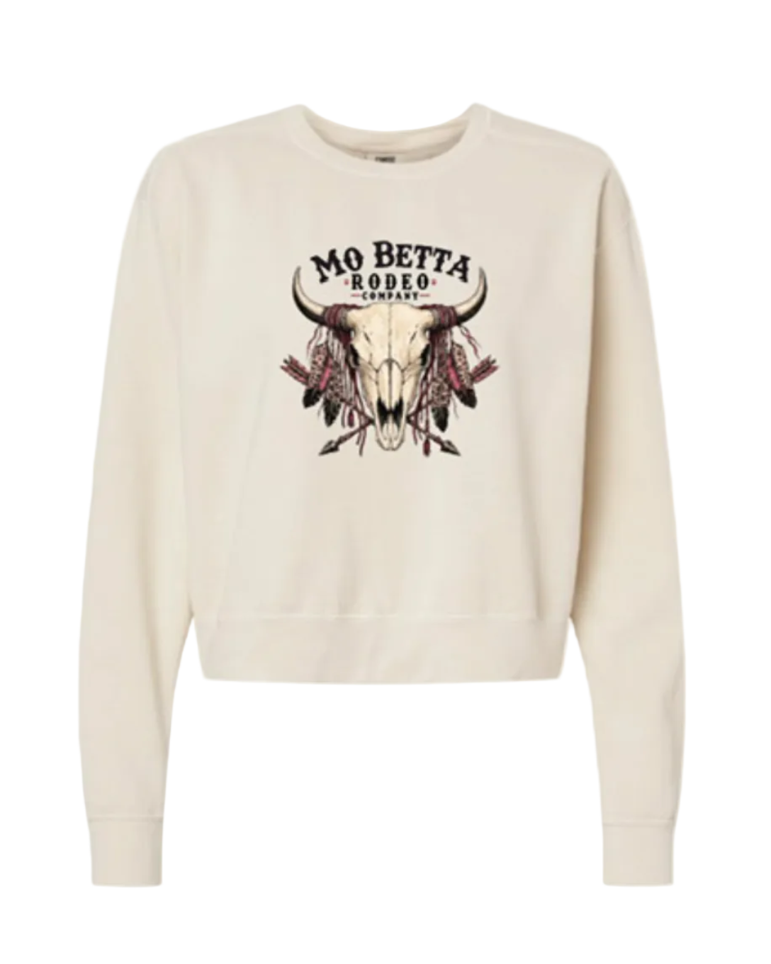 Ivory Mo Betta Rodeo Company Skull & Feathers Crewneck